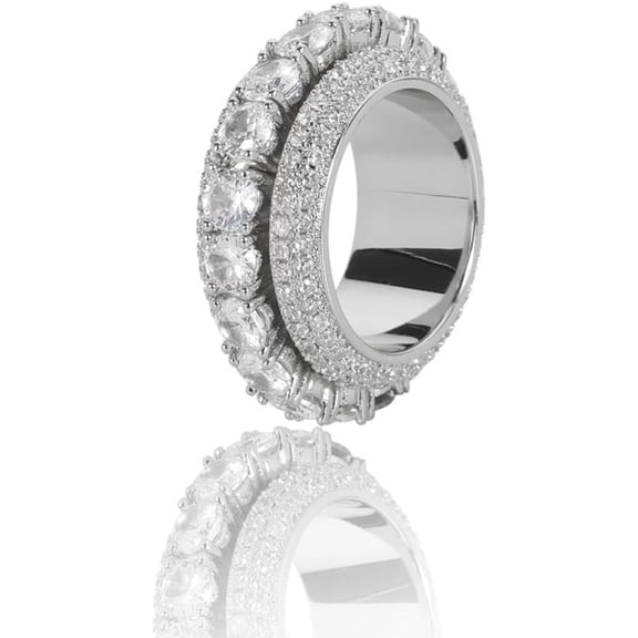 14K Gold Five-Row Rotatable Moissanite Ring for Men, Unique Spinning Feature, Men's Eye-Catching Fashion Accessory