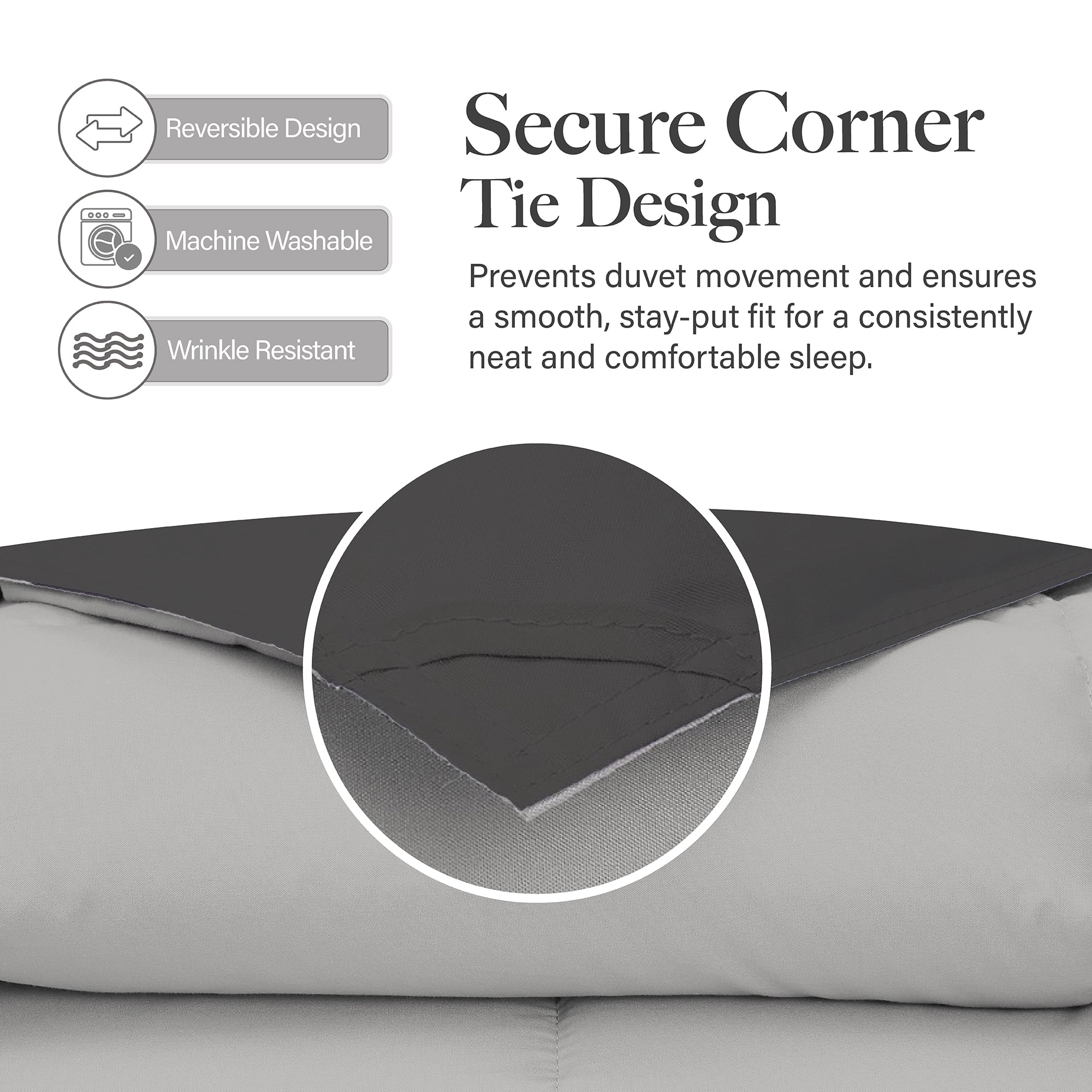 Modern Threads Reversible Carbon & Steel All-Season Down Alternative Adult Bed Comforter, Queen