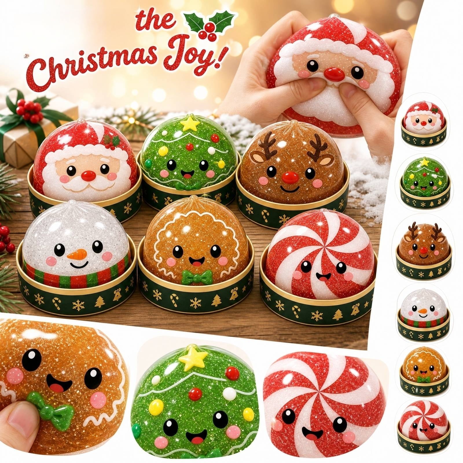 Christmas Santa Dumpling Squishies Toys Christmas Santa Dumpling Squishy Squishy Dumpling Stretchy Clear Gel Dumplings Stress Balls Collectible Blind Box Sensory Toy,1PC
