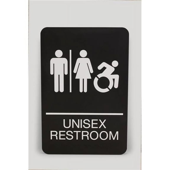 U.S. Stamp & Sign 7772 Ada Sign, Unisex Restroom, 6 X 9, Black Face, White Graphics