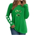 thumbnail image 2 of Uootdi St. Patrick's Day Sweatshirt for Women Irish Shamrock Round Neck Pullover Long Sleeve Shirts Leaf Clover Raglan Tops Gift, 2 of 6