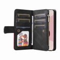 thumbnail image 3 of Zipper Wallet Case for Google Pixel 7 Pro Large Capacity Card Slots Holder Magnetic Clasp Cover, Luxury PU Leather Anti-Shock Flip Folio Case with Kickstand Wrist Strap Handbag Case,Black, 3 of 9