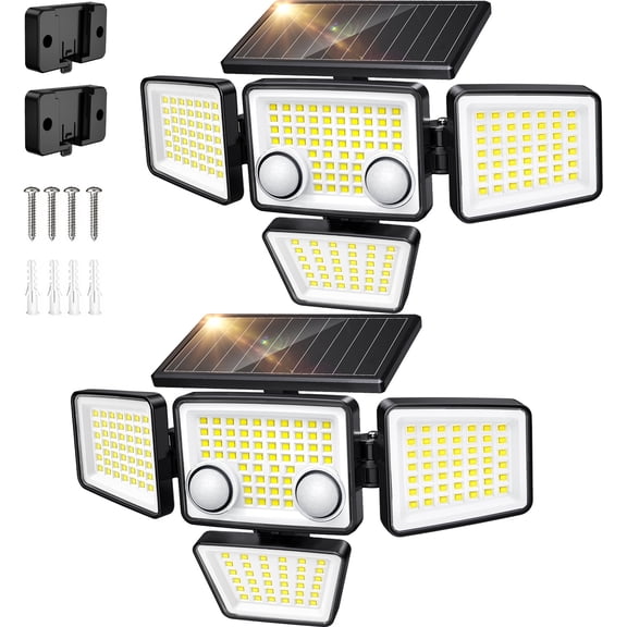 SZRSTH Solar Outdoor Lights - 3000LM 188 LED Motion Sensor Lights Waterproof Solar Flood Security Lights for Backyard Yard Patio - 2 Pack