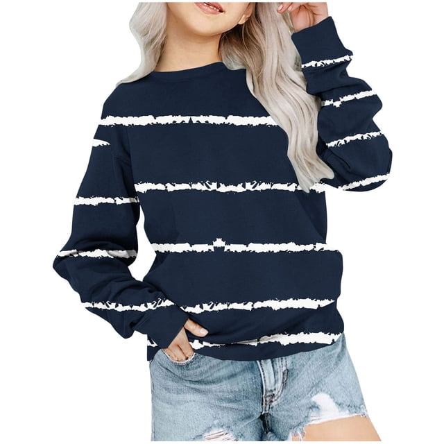 Yuyuzo Chandails en Molleton pour Filles Tout-Petits Col Rond Manches Longues Décontracté Confortable Rayé Pull d'Automne pour Bébé Fille