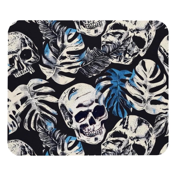 PhooArto Comfortable Mouse Pad Skulls Palm Leaves Pattern Desktop Mousepad , 21 x 25 cm Mouse Mat, Non-Slip Rubber Base, Improves Speed and Precision