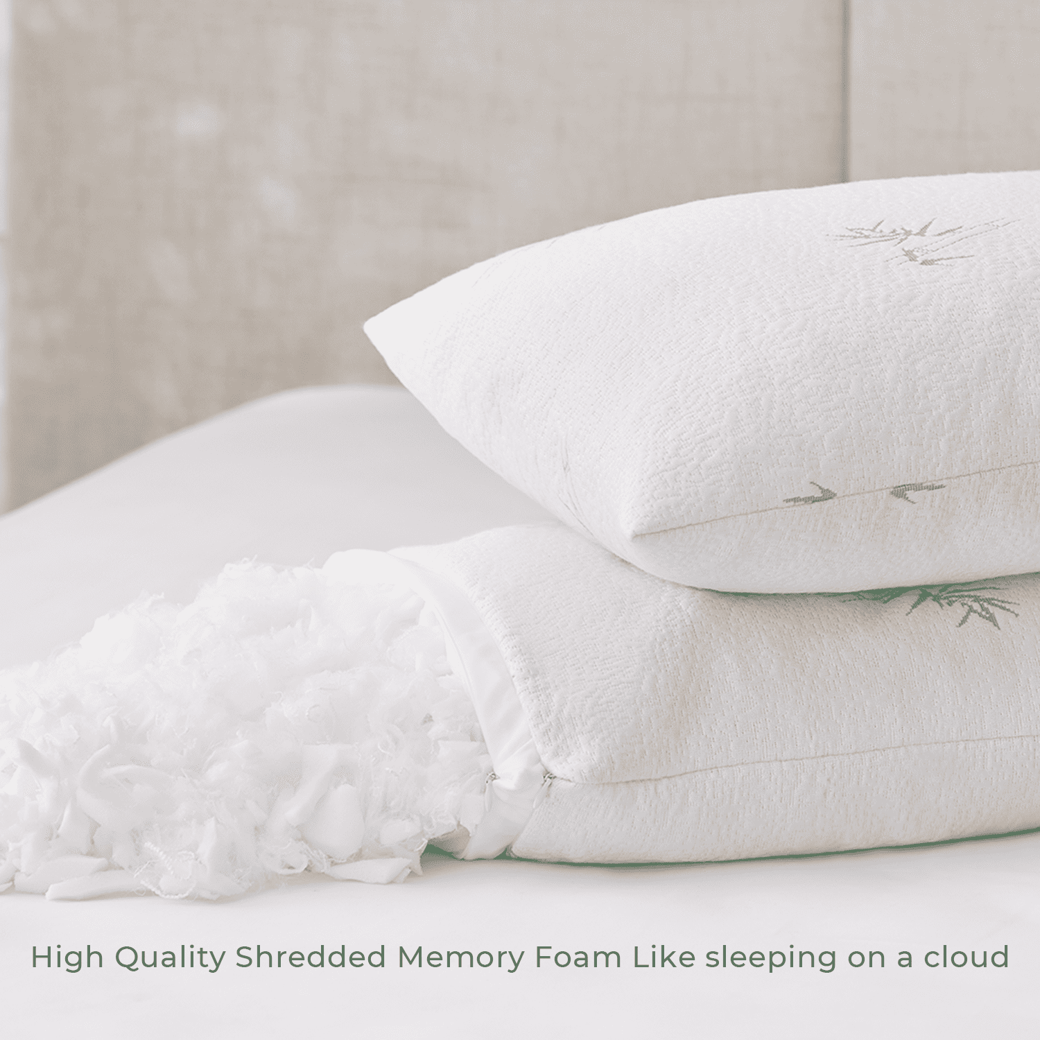 RILIHO Cooling Pillows for Sleeping 1 Pack, Shredded Memory Foam Pillows Viscose of Bamboo Cover, Adjustable Pillow for Side Back Stomach Sleepers Luxury Gel Pillows Standard Size