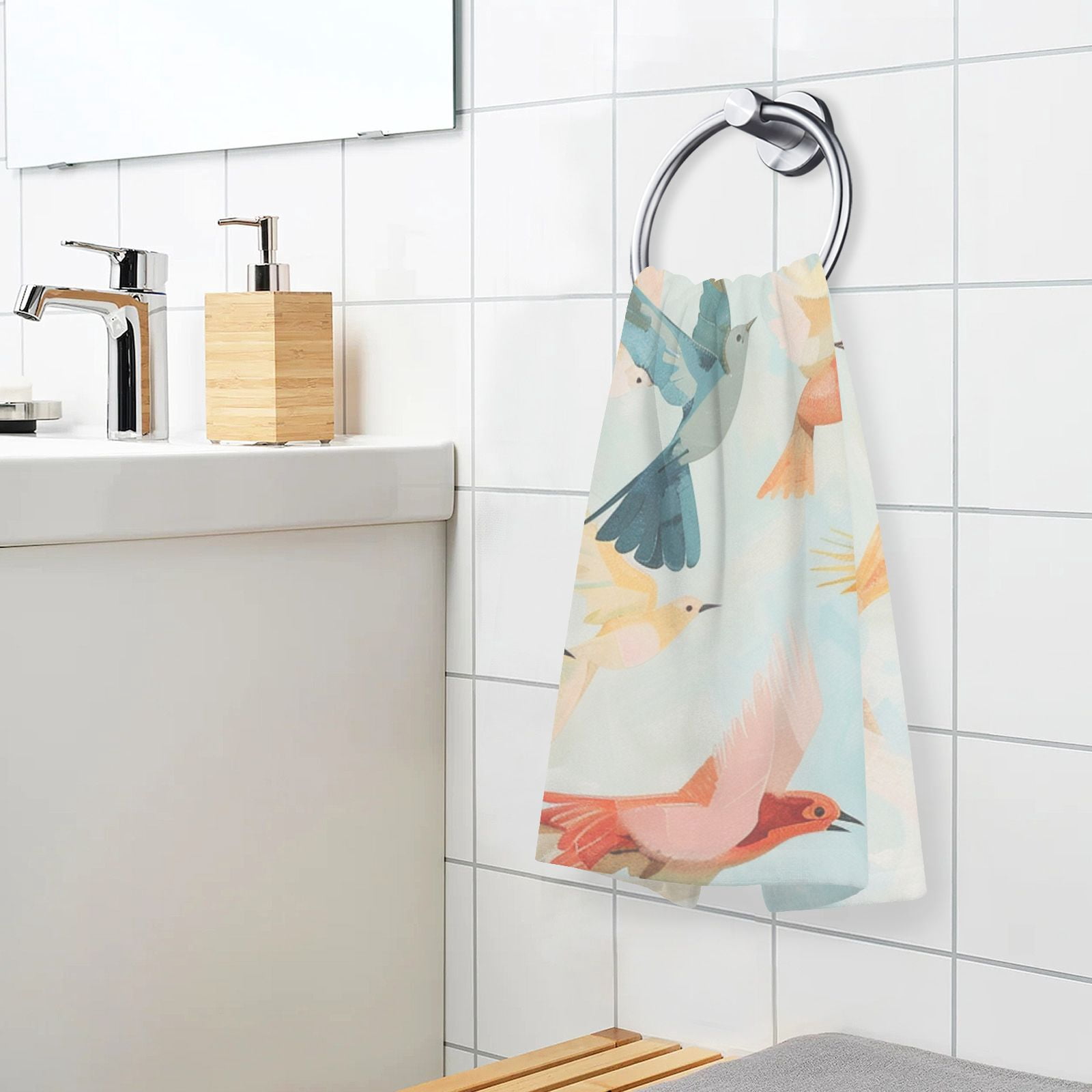 Many Birds Hand Towels Cotton Bath Towels Large Face Towels Absorbent for Bathroom 2 Packs