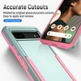 thumbnail image 3 of Feishell Case Fit for Google Pixel 6a 6.1 inch,Military Grade Shockproof Protection Hybrid Armor Double Layer Hard PC + Soft TPU Drop Resistant Anti-Fingerprint Phone Cover,Green+Pink, 3 of 6