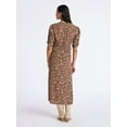thumbnail image 2 of Time and Tru Women's Midi Dress with Ruched Sleeves, Sizes XS-XXXL, 2 of 3