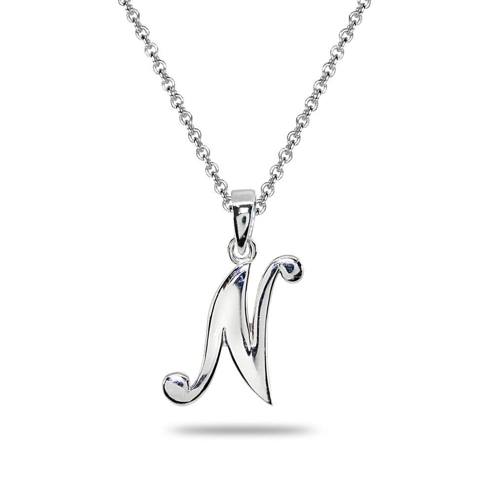 N Letter Initial Alphabet Name Personalized 925 Sterling Silver Pendant Necklace N Letter Initial Alphabet Name Personalized 925 Sterling Silver Pendant Necklace