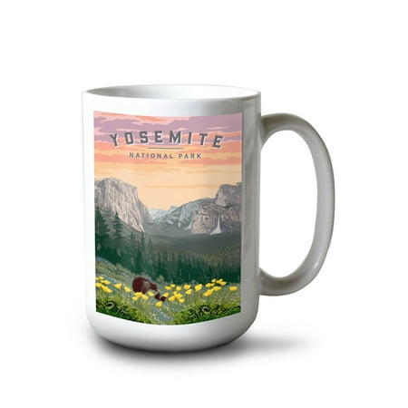 

15 fl oz Ceramic Mug Yosemite National Park Wildlife and Spring Flowers Dishwasher & Microwave Safe