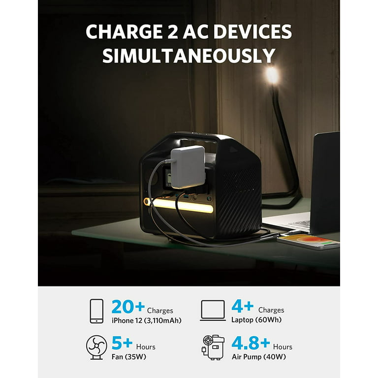 Anker Portable Power Station, 213Wh/57600 mAh PowerHouse 200 with 110 AC  Outlet/30W USB-C Power Delivery for Camping, Road Trips, Emergency, and More