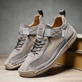 thumbnail image 3 of Rokment Women's Men's Vintage Stitching Mesh Leather Patchwork High Top Fashion Sneakers Fall Breathable Casual Slip on Walking Flat Non Slip Driving Work Tennis Shoes Grey Size 9, 3 of 5