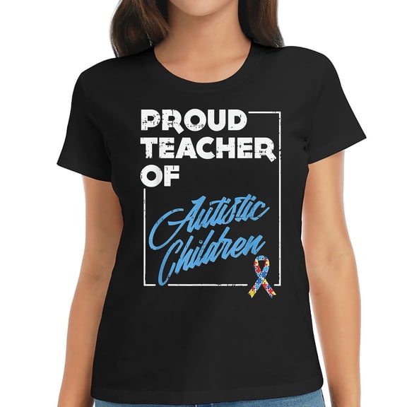 Proud Autism Teacher Special Education Awareness G Fashionable Women's Top with Unique Graphic Print, Soft and Stretchy Material