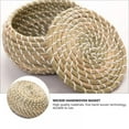 thumbnail image 3 of Small Wicker Basket with Lid, Round Woven Seagrass Baskets, Little Handmade Rattan Storage Basket Box for Shelf, Home, Bathroom Decor, 3 of 9