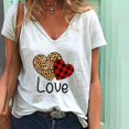 thumbnail image 1 of Hauts d'Été Grande Taille pour Femmes, Mode Décontractée, T-Shirt Ample à Col en V Imprimé, Manches Courtes, T-Shirt à Col en V pour Femmes en Liquidation, 1 of 3