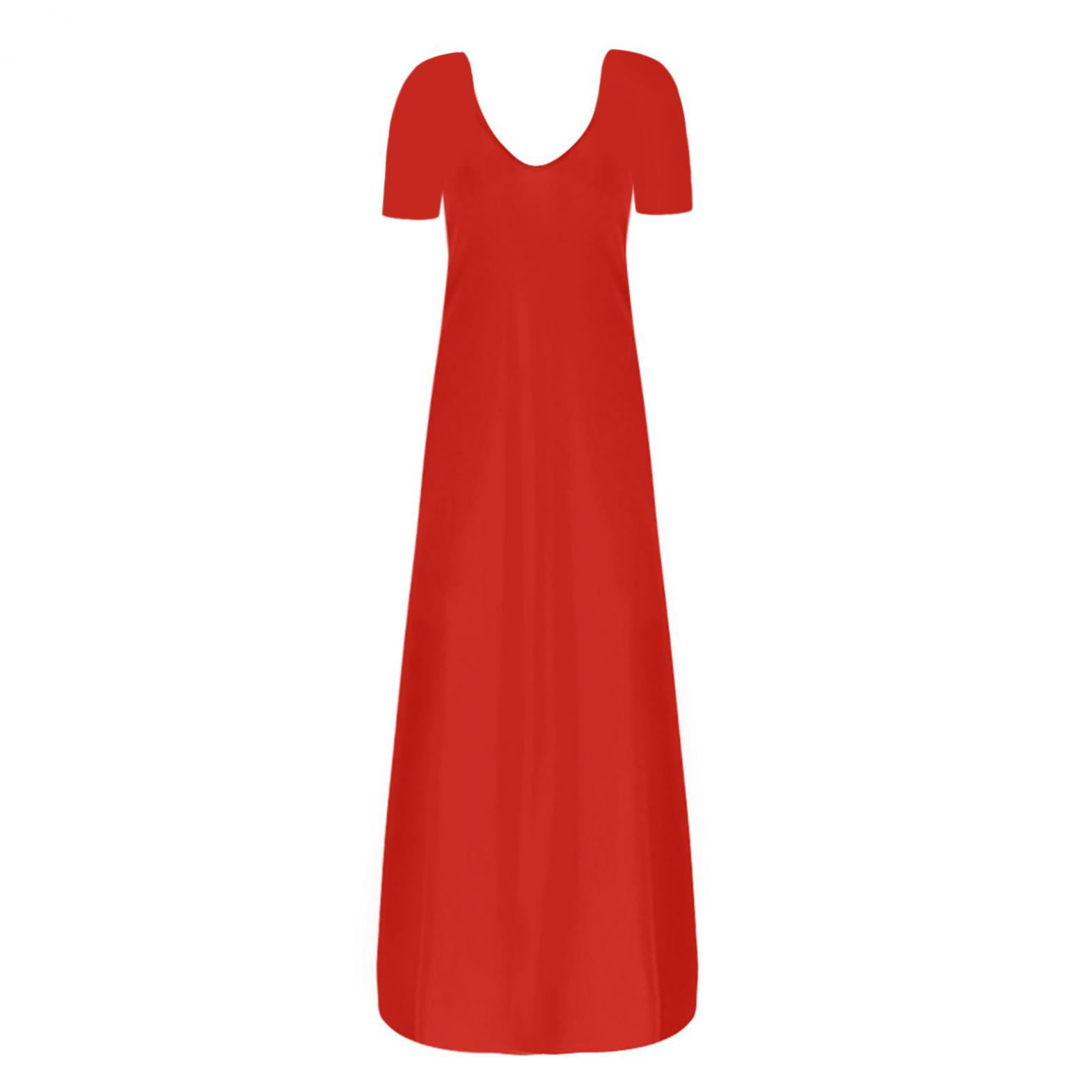 Lenago Women's Plus Size Deep V-Neck Standard-Fit Short Sleeve Solid Maxi Party Dress - image 5 of 6