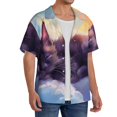 thumbnail image 2 of Kdxio Men's Hawaiian Shirt for Men Short Sleeve Shirt Colorful Cloud Sleeping Cat Summer Casual Holiday Beach Button Down T-Shirts, 2 of 5