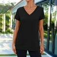 thumbnail image 4 of DondPO Women's T-Shirts Women's Spring and Autumn Short Sleeved V Neck T Shirt top Shirts for Women Womens tops Black 2XL, 4 of 8