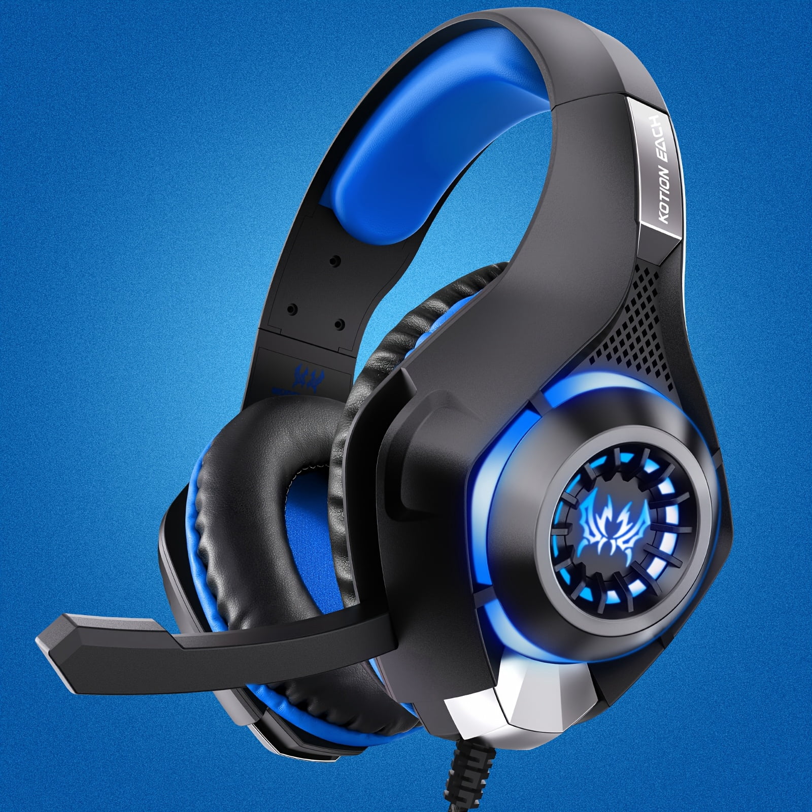 Gaming Headset Headphones for PC, Mac, Ps5, Ps4, Gaming Headphones with Noise Cancelling Mic LED Light Over Ear Headphones for Xbox Series X/S, NS