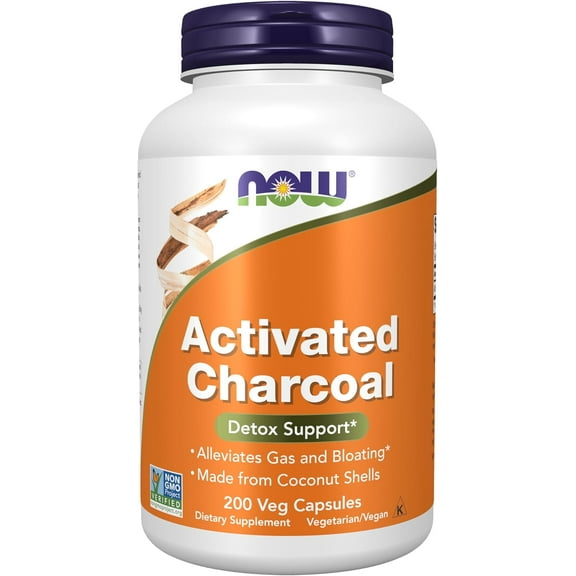 Activated Charcoal, Detox Support 200 Veg Capsules, by NOW