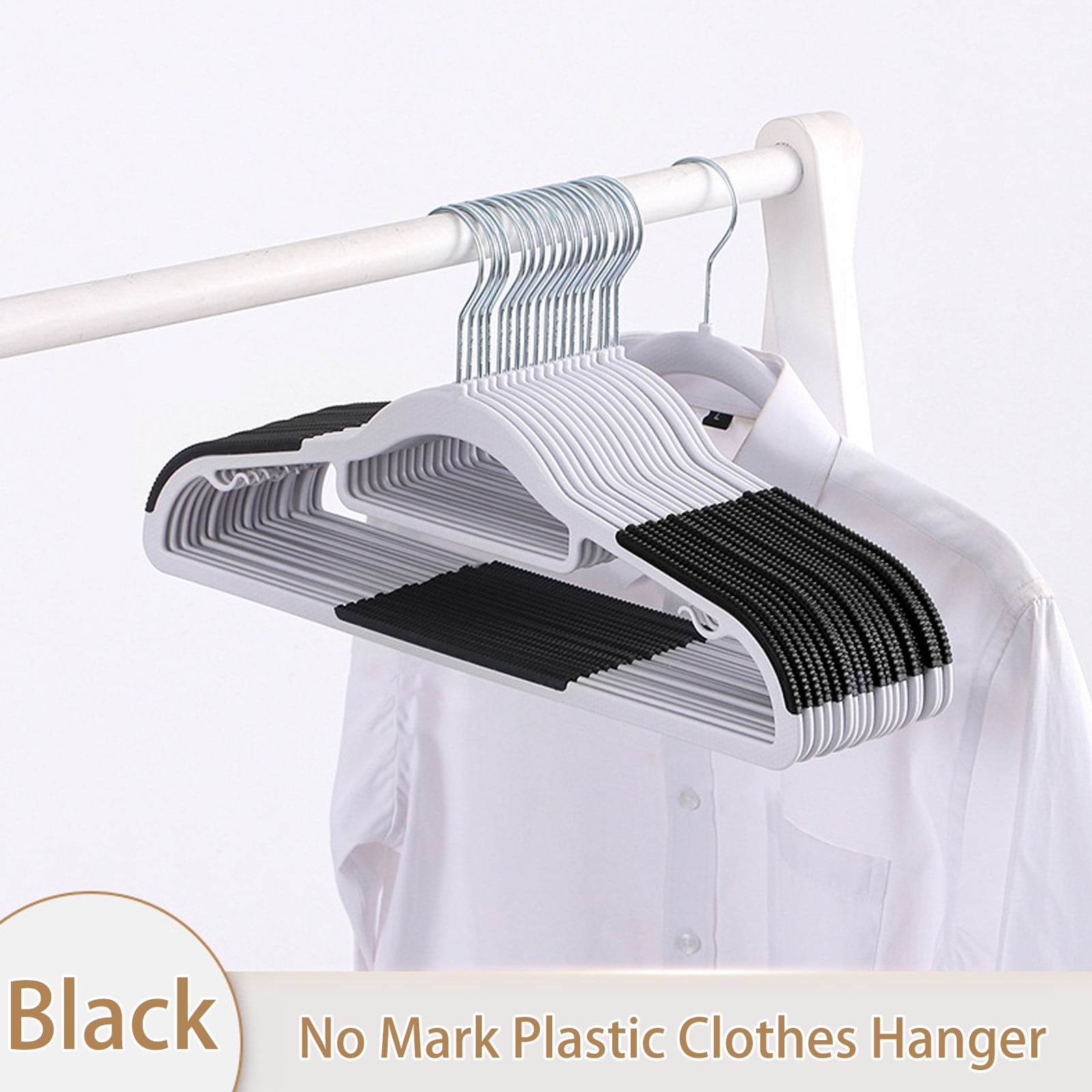 EasyPAG 30-Pack Premium Plastic Suit Clothes Hangers, Black