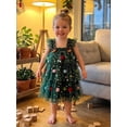 thumbnail image 6 of RUINIXCW Toddler Baby Girl Christmas Tree Dress Outfit Kids Girl Flying Sleeve Poms Decor Shinny Star Tutu Tulle Dress Little Girls Summer Fall Cake Smash Party Dress, 6 of 9