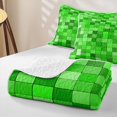 thumbnail image 4 of Meiyoeat Bright Green Pixelated Miners Bed Spread Queen,Simple Square Tile Print Queen Coverlet Set, 4 of 7