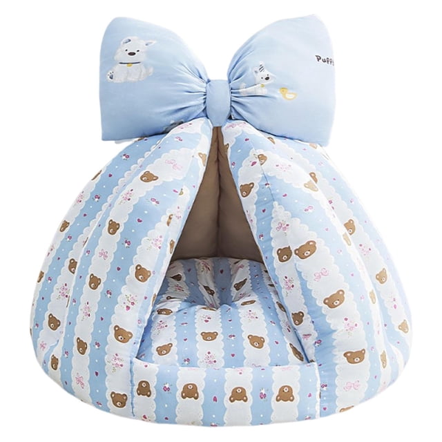 Cama para hámster, ropa de cama para animales pequeños, linda cabaña, acogedora decoración para el hogar, escondite cálido y portátil azul 40x27cm
