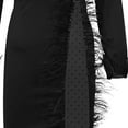 thumbnail image 6 of LLYwey s Flowy Cocktail Dresses for Women V-Neck Long Sleeve Color Mesh Stitch Feather Casual Mini Dress New Fall Dresses Black Xl, 6 of 9
