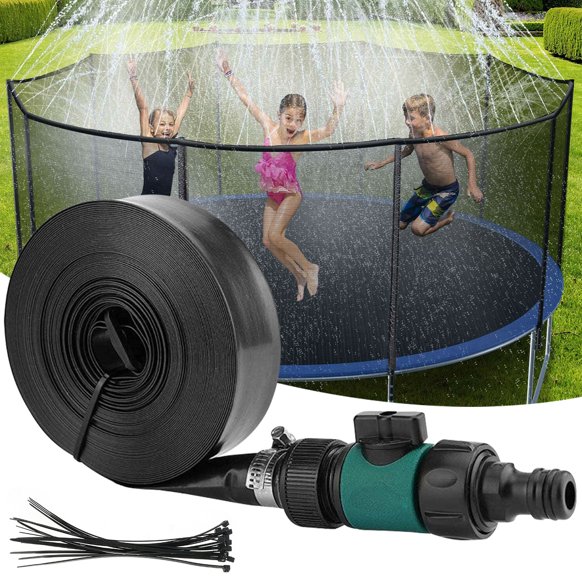 15M Trampoline Water Sprinkler for Kids Durable PVC Water Park