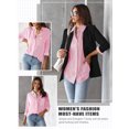 thumbnail image 6 of Xuanfei Women Striped Lapel Long Sleeve Pocket Single Breasted Blouse, 6 of 7