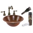 thumbnail image 1 of Premier Copper Products BSP2-LR17RDB 17 in. Copper Drop In Bathroom Sink with Tru Widespread Faucet, 1 of 4