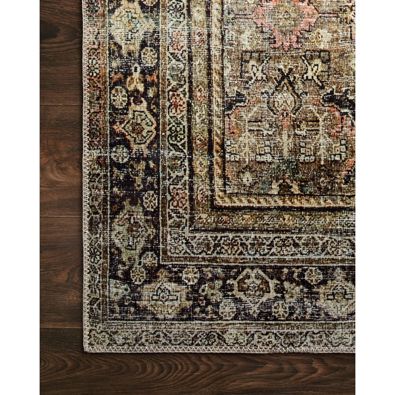 Loloi Layla Printed Oriental Distressed Olive / Charcoal 7'-6