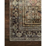 Loloi Layla Printed Oriental Distressed Olive / Charcoal 2-0 x 5-0 Accent Rug