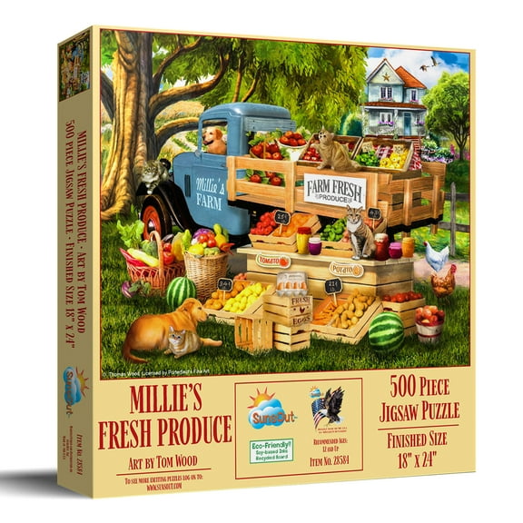 SUNSOUT INC - Millie's Fresh Produce - 500 pc Jigsaw Puzzle by Artist: Tom Wood - MPN # 28584