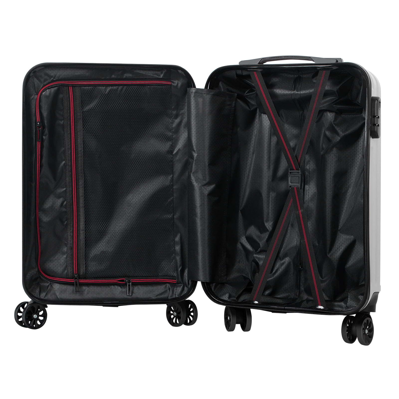 Arrow Stripe Luggage Travel Sliding Wheels 20" Silver