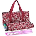 thumbnail image 1 of American Mahjong Game Set, Red Paisley Carrying Bag,166 Premium White Tiles, All-in-One Color Rack/Pushers, Chips,Wind Indicator, English Manual Western Mahjongg Set,Complete Mahjong Tiles Set, 1 of 1