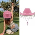 thumbnail image 3 of Vjnyvs Women's Cowboy Hat Set with Bandana and Heart-Shaped Sunglasses, Cowboy Hat Rhinestone Fringe Wide Brim Disco Cowboy Hat Pink, 3 of 6