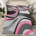 thumbnail image 2 of Feelyou Grey Pink Abstract Ombre Twin Sheet Sets, Square Circle Geometric Twin Fitted Sheet, Teen Kid Child Adult Flat Sheet, Super Cozy Room Decor, 3-Piece, 2 of 7