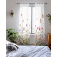 thumbnail image 3 of Wild Flowers Sheer Curtains 84 Inch Length 2 Panels Set for Living Room/Bedroom, Spring Butterfly Watercolor Country Floral Kitchen Curtains Grommet Semi-Sheer Curtains Window Treatments 42"x84"x2, 3 of 7