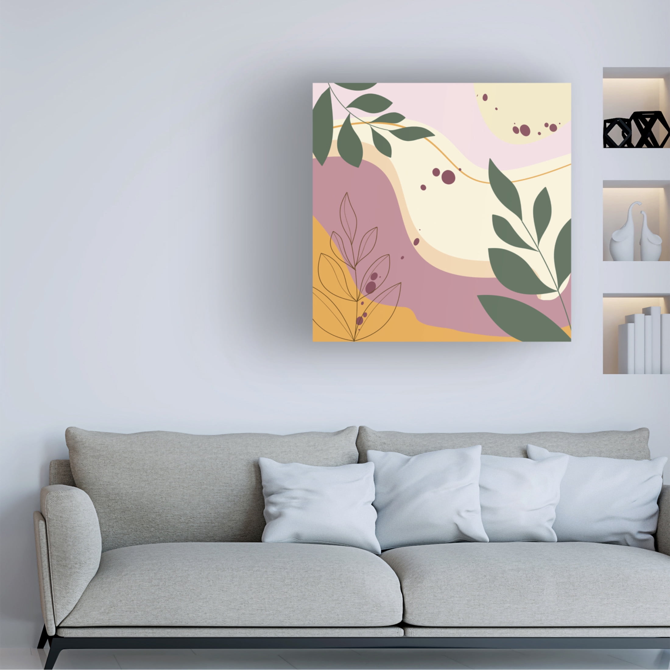 Canvas Wall Art - Jean Plout 'Abstract Botanical Garden A' Wall Art for Living Room, Bedroom, or Office Décor by Trademark Fine Art - 35 x 35 Inches