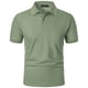 thumbnail image 4 of Playeras Elvqul Hombre de Color Sólido Manga Corta Verde con Solapa Economicas Botones, 4 of 7