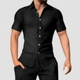 thumbnail image 6 of JTieacloth Button Up Dress Shirt with Pocket Men's Casual Short Sleeve Striped Shirt With Open Collar And Loose Fit For Summer Wear Durable And Easy Care Design Black, 6 of 6