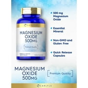 Magnesium Oxide 500mg | 120 Quick Release Capsules | Non-GMO and Gluten Free Supplement | By Carlyle