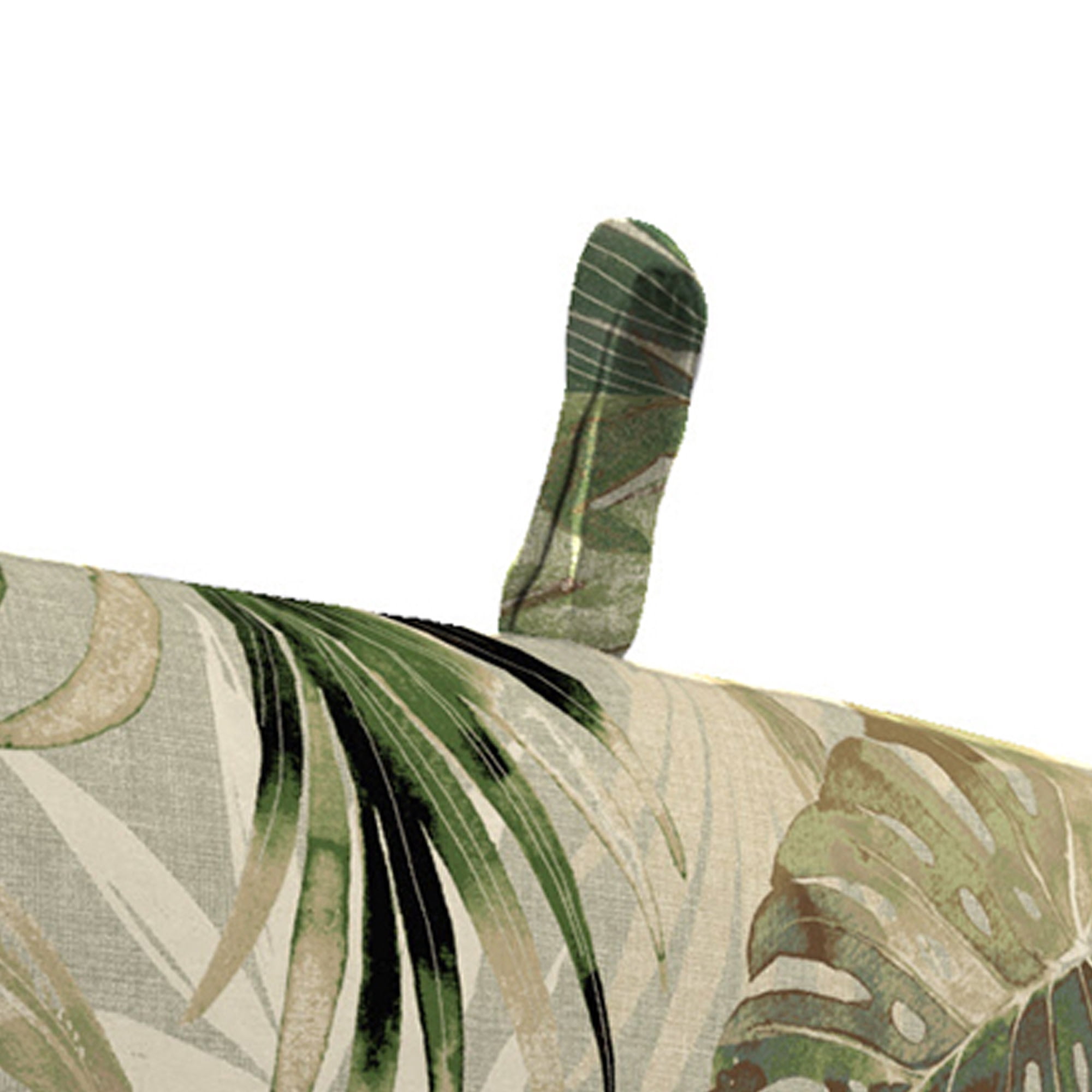 Jordan Manufacturing 44" x 22" Kash Gray Leaves Rectangular Outdoor Chair Cushion with Ties and Hanger Loop