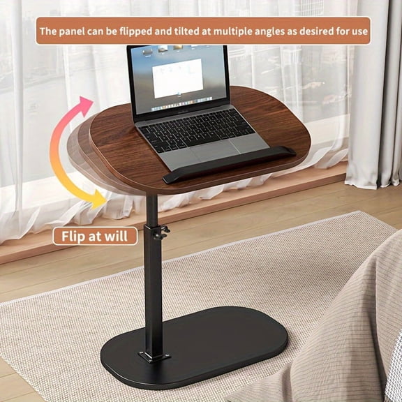 Adjustable C-shaped Sofa Side Table, 360° Rotating Side Table, Ideal for Living Rooms, Bedrooms, as a Sofa or TV Tray Table, or as a Side Table for Small Spaces (Black)