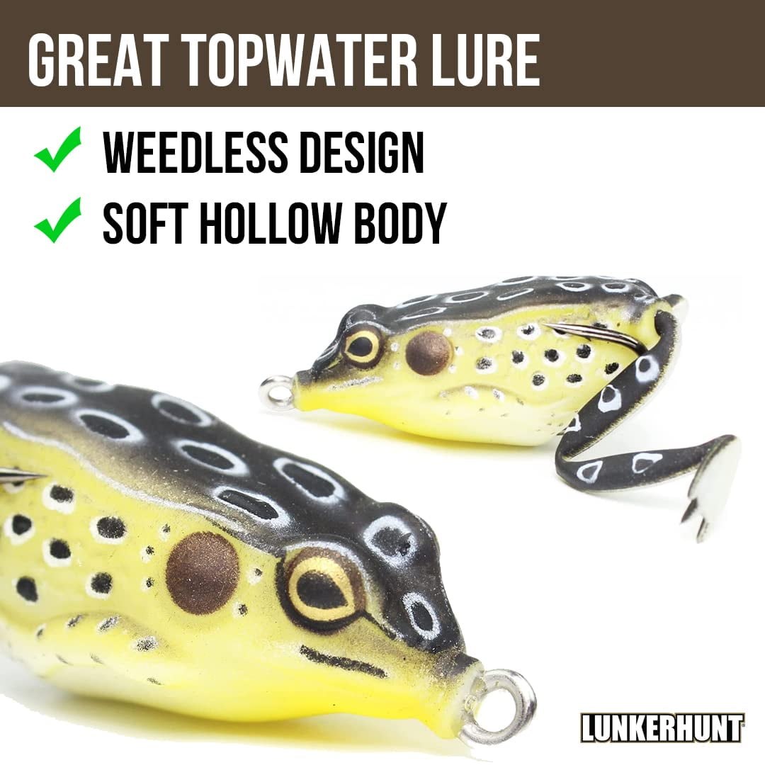 (2 pack) Lunkerhunt Pocket Frog - Topwater Lure - Croaker,1.75in,1/4oz,Soft Baits,Fishing Lures