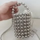 thumbnail image 3 of Bolso de mano con cuentas para mujer, con decoración de perlas blancas, para vestido de noche, con cadena interior desmontable, 3 of 5
