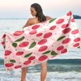 thumbnail image 6 of Coolnut Cherries Pattern Diveblues Beach Towel Microfiber - Oversized Travel Towels - Lightweight Compact Beach Accessories - for Swimming, Camping, Holiday, Quick Dry Washcloth Gift, 6 of 7